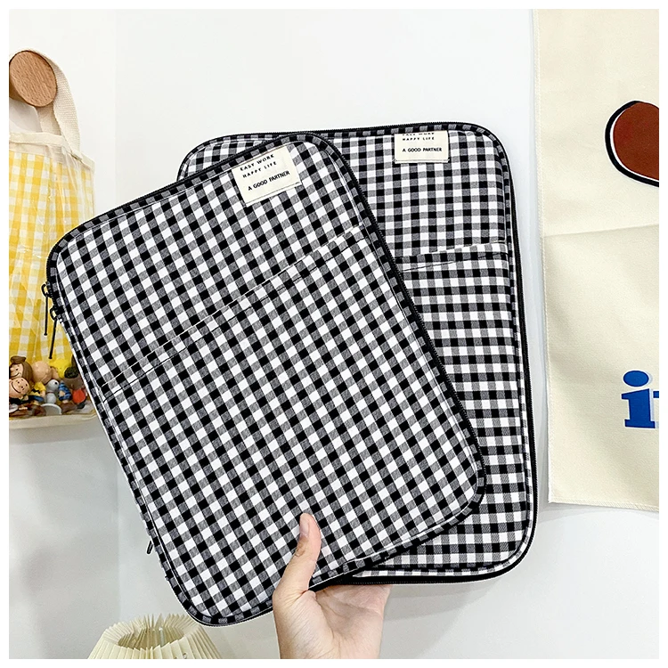 Sharkbang-bolsa de Lona para Ipad Pro 11 Macbook13 14 Polegadas Laptop Tablet pc Bolsa Plaid Series Organizer Shell Sleeve Holder - Imagem 5