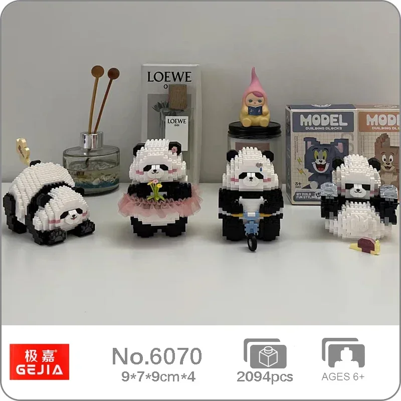 Gejia 6070 животные мир зоопарк панда Улитка велосипед искусство цветок домашние животные куклы 3D Мини Алмазные блоки кирпичи игрушка для детей без коробки