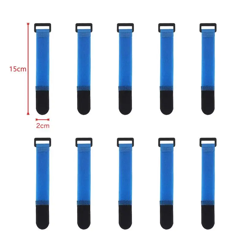 10-Pack Reusable Colored Nylon Hook and Loop Cable Ties