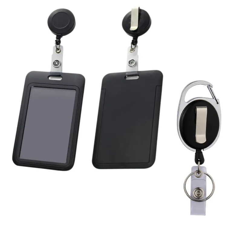 

1pc Plastic Card Cover Sleeve Bag ID Badge Case Bank Credit Card Badge Holder with badge reel Student School Office Supplies