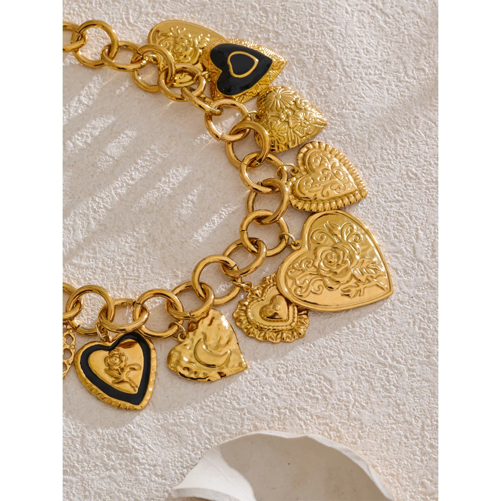 Yhpup Heart Pendant Necklace 18K Gold PVD Plated