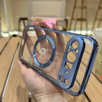 For Google Pixel 7A 8 8Pro 8A Case Transparent Electroplating Magnetic Wireless Charging For Magsafe Back Protect Cover 1