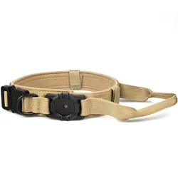 Tactical Dog Collar with GPS Holder and Metal Buckle - M (Dark Khaki)