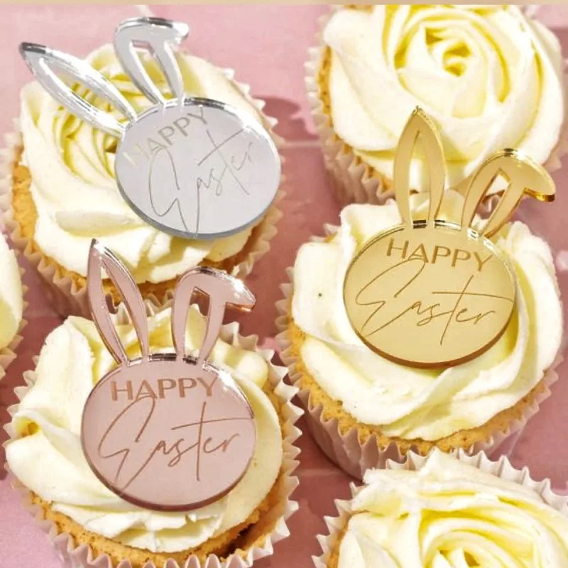 24 Toppers Para Cupcakes De Pascua – Decoraciones De Conejo, Huevo Y Zanahoria