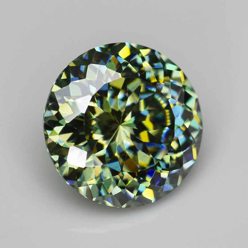결코 페이드 라이트 그린 100 페이스 컷 모이사나이트 스톤 GRA 인증서 1.0ct 6.5mm VVS1 랩 다이아몬드 포지티브 패스 테스터
