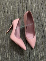 Sexy Woman Stiletto Heel Slip On Pump Shoes Pink White Blue Pointed Toe Spring Autumn Thin High Heel Single Shoes For Lady Girl 1