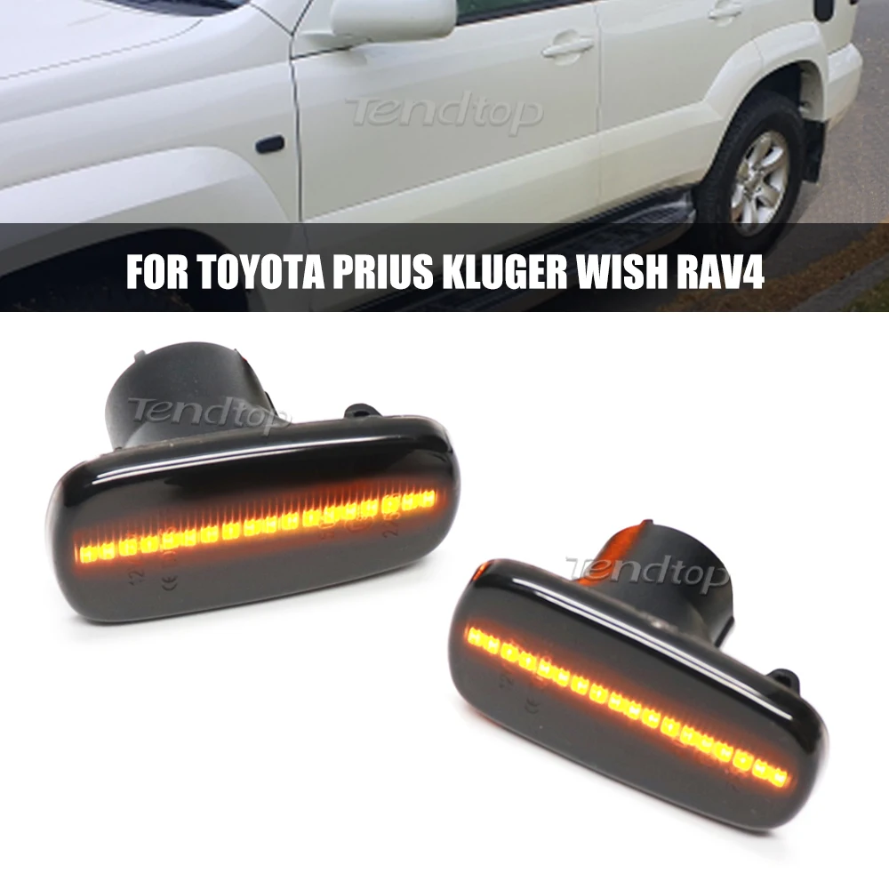 2xDynamicAmberLEDSideMarkerLightTurnSignalLampForToyota