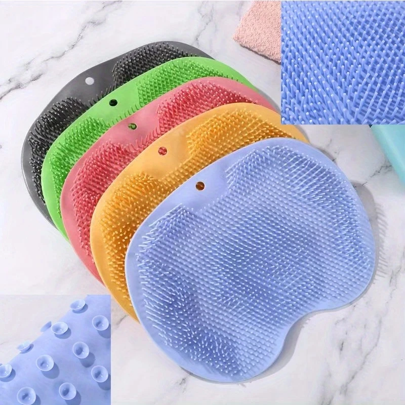 Foot Wash Brush Rub Back with Sucker Brush Bathroom Tool Foot Massage Pad Shower Massage Mat Exfoliating Bath Pad Bath Sponge