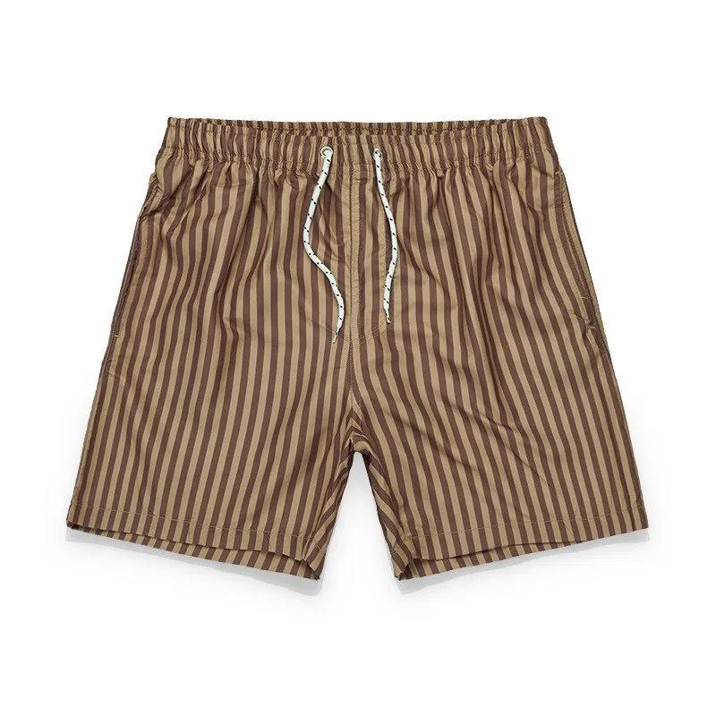 Men's Drawstring Beach Shorts Quick Dry Swim Trunks with Pockets Beachwear Stripe Bathing Suits Swimming Shorts Swimsuits