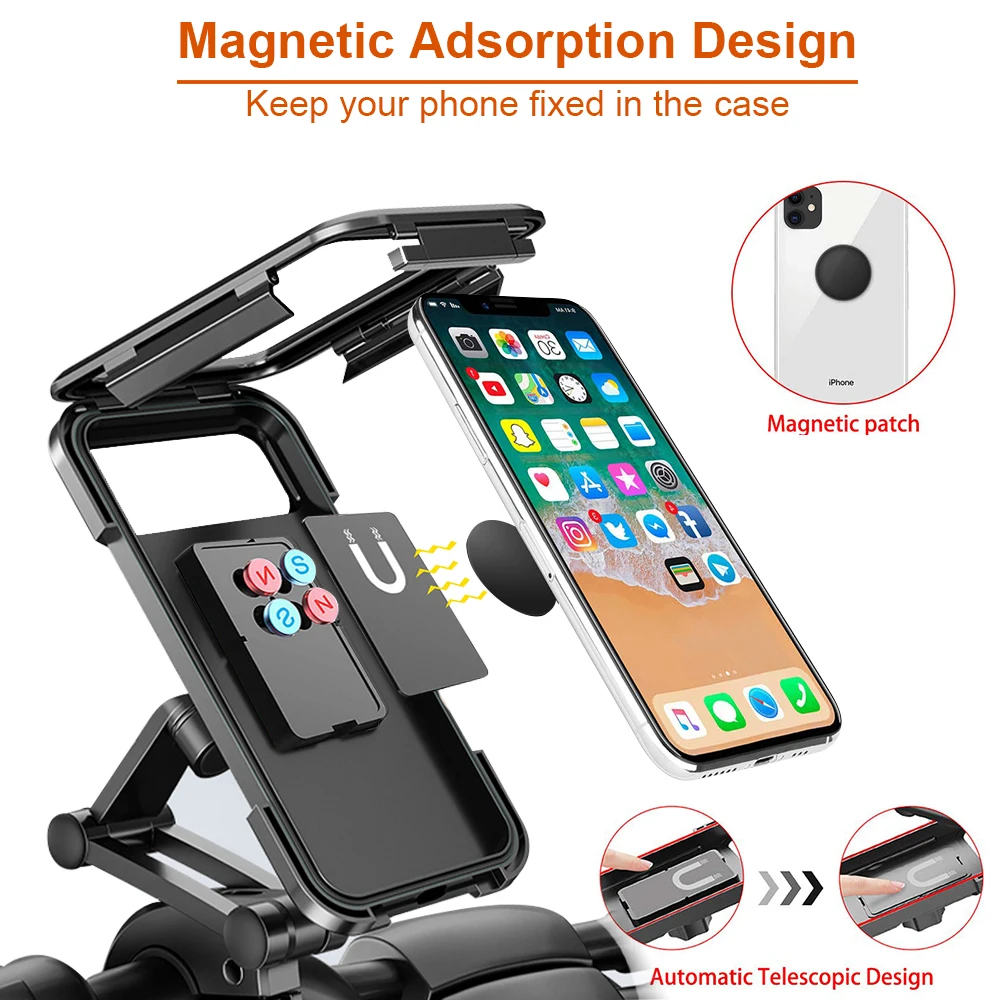 Bike Phone Holder 360&deg;Swivel Adjustable Waterproof Support Universal Motorcycle GPS Bike Cellphone Holder