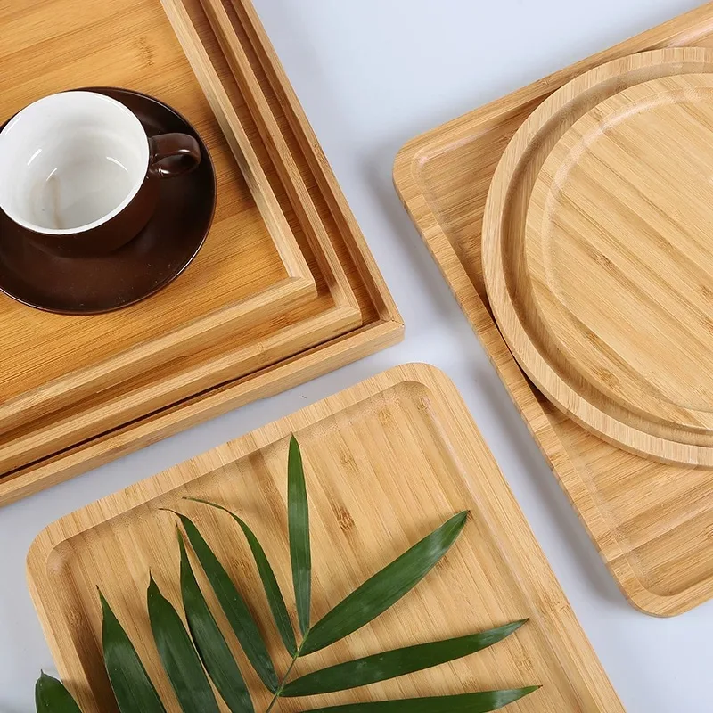Simple Bamboo Dessert Plates, Bamboo Tea Plates, Household Kitchen Serving Dishes Sets Cake Racks, Restaurant Supplies