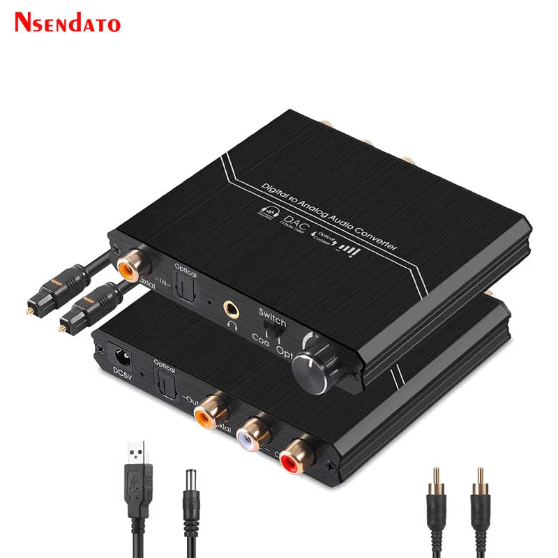 Digital DAC Audio Converter Adapter  Optical SPDIF Coaxial to Analog RCA 3.5mm Optical L/R Stereo Aux For TV PC Game Console