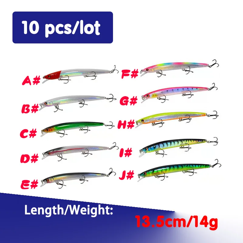 

10 шт./партия, рыболовная приманка, 135 мм, 14 г