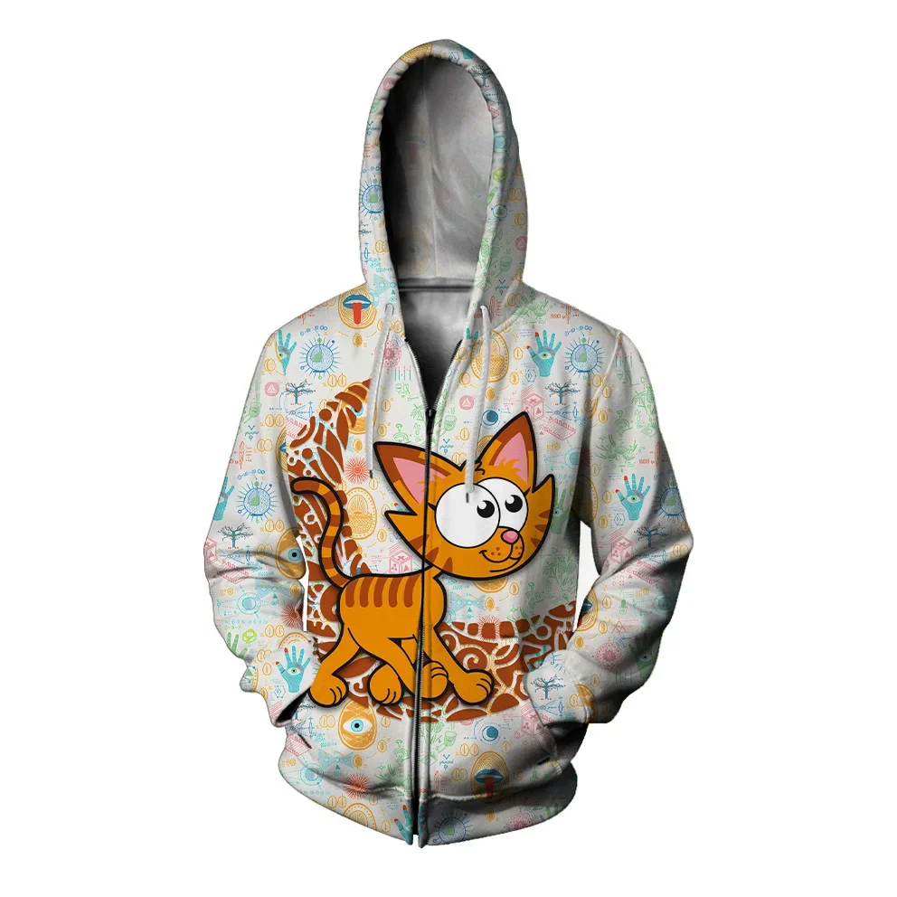 thumbnail image 1 of Ropa de otoño Y2k Sudadera con capucha con estampado de gatito para hombre Sudadera holgada con capucha y cremallera Ropa de estilo callejero Sudadera para hombre, 1 of 5