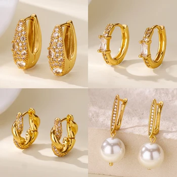 Pave Zirconia Twisted Huggie Earrings for Women Gold Color Geometric Small  Hoop Earrings Fashion Ear Piercing Wedding Jewelry