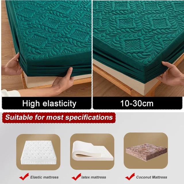 Drap-housse matelassé imperméable 100%, avec bande élastique, housse de protection de matelas douce, double, Queen, King, 160x200cm, décoration de maison 2