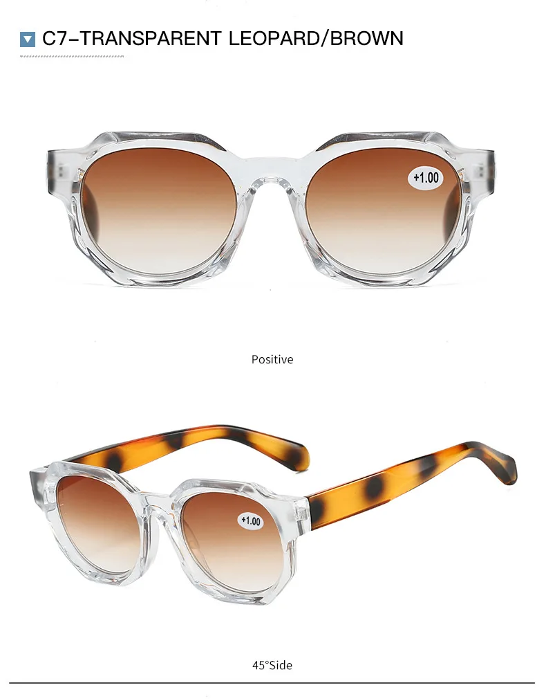 SO&EI Mode Polygon Quadratische Lesebrille Frauen Mode Tee Gradienten Männer Sonnenbrille – Detail 14