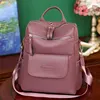 Large Capacity Solid Color Designer Women's Backpack Waterproof Wear-resistant High-quality Leather Travel Back Pack For Women 4