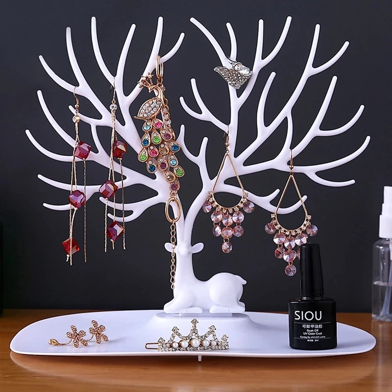

Подставка для ювелирных изделий, стеллаж для хранения в виде дерева, для сережек, ожерелий, колец, шкатулки для украшений, настольный органайзер, держатель, украшение для макияжа