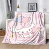 Japanese Sanrio Cinnamoroll Blanket Cartoon HD Print Flannel Office Soft Fluffy Picnic Blanket for Bed Plush Nap Cover Girl Gift 5