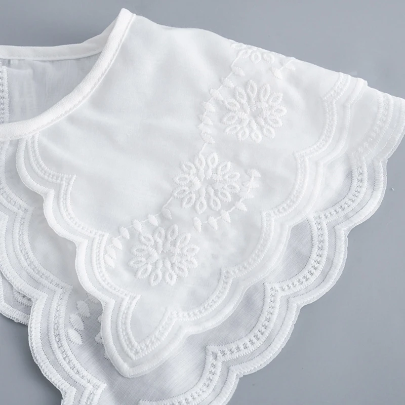 

Decorative Embroidered Floral Neckline Double Layered Faux Collar for Women Elegant Shawl Scarf Lace-Up Bowknot Drop shipping