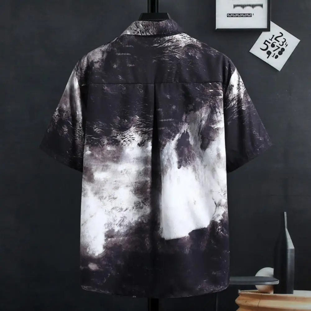 

Lapel Short Sleeve Shirt Wide Leg Shorts Set Men's Casual Summer Outfit Set with Short Sleeve Shirt Elastic Waist Shorts for A