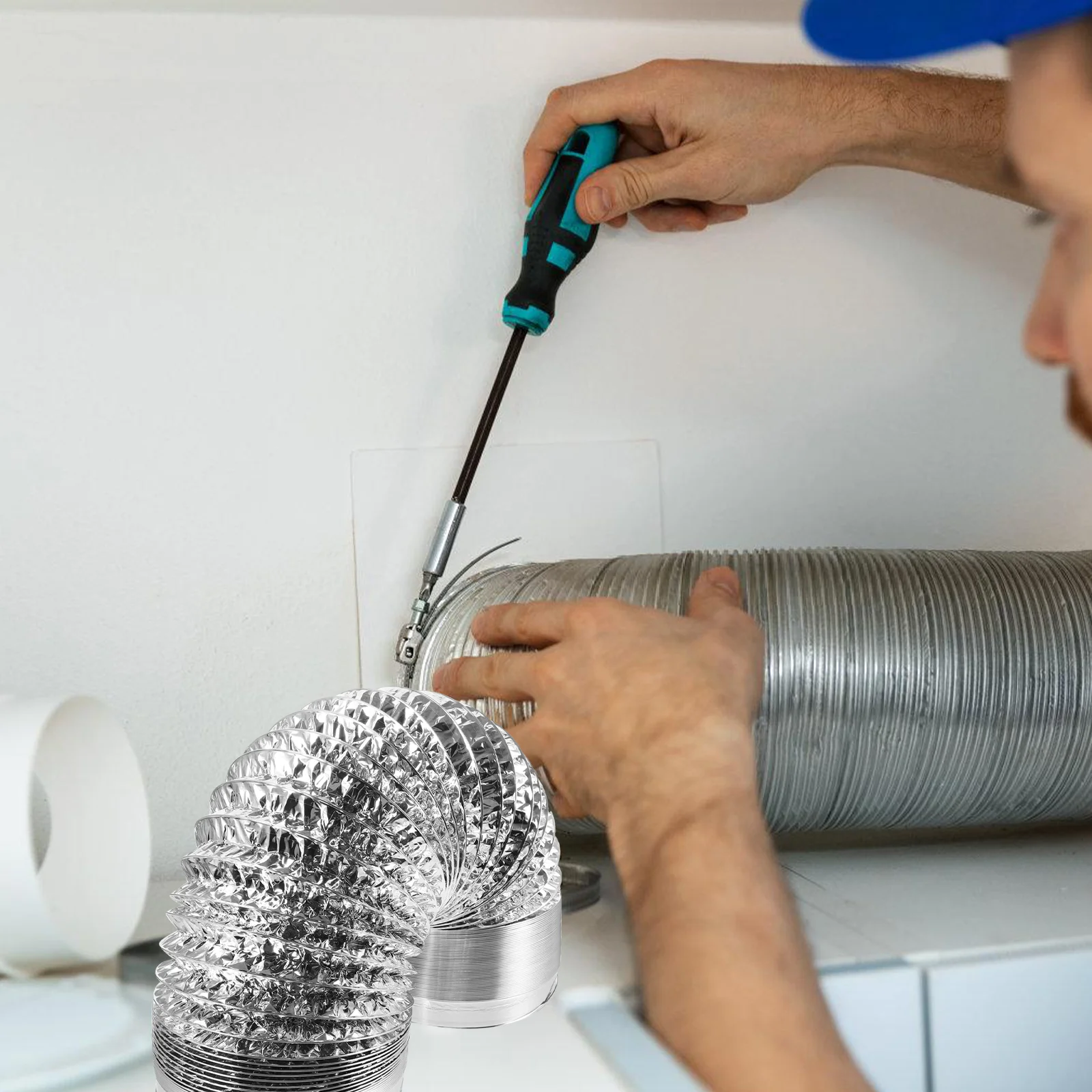 유연한 알루미늄 호일 덕트 벤트 호스, 유연한 공기, 알루미늄 덕트 건조기, 벤트 호스 Hvac, 7 인치, 10 피트 두께