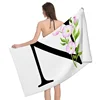 1pc Flower wreath letter pattern Pattern Beach Towel,Ultra-Fine Fiber Beach Blanket,Highly Absorbent Bath Towel,Suitable 6