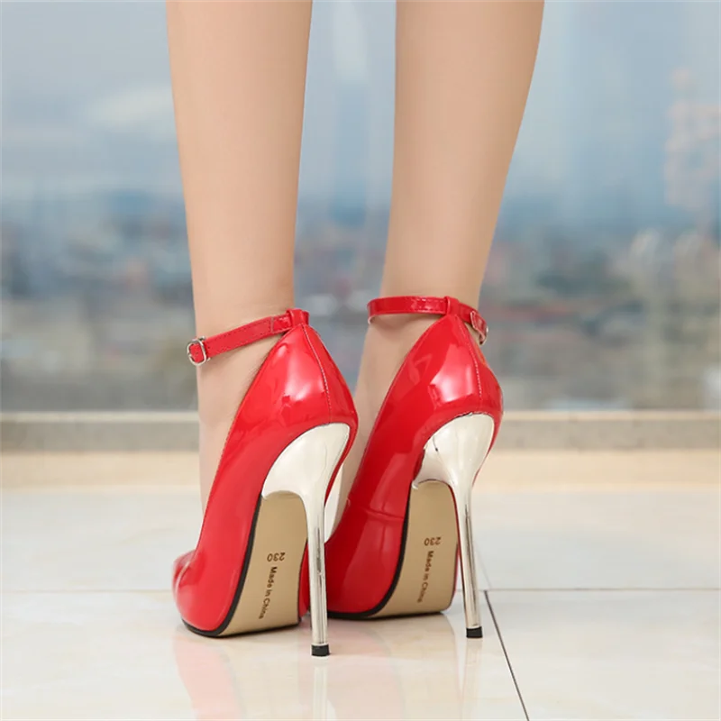 Large size women's high heels, red sexy pointed 13cm high heels, wedding shoes, nude black, red rubber soled high heels, size 46 2