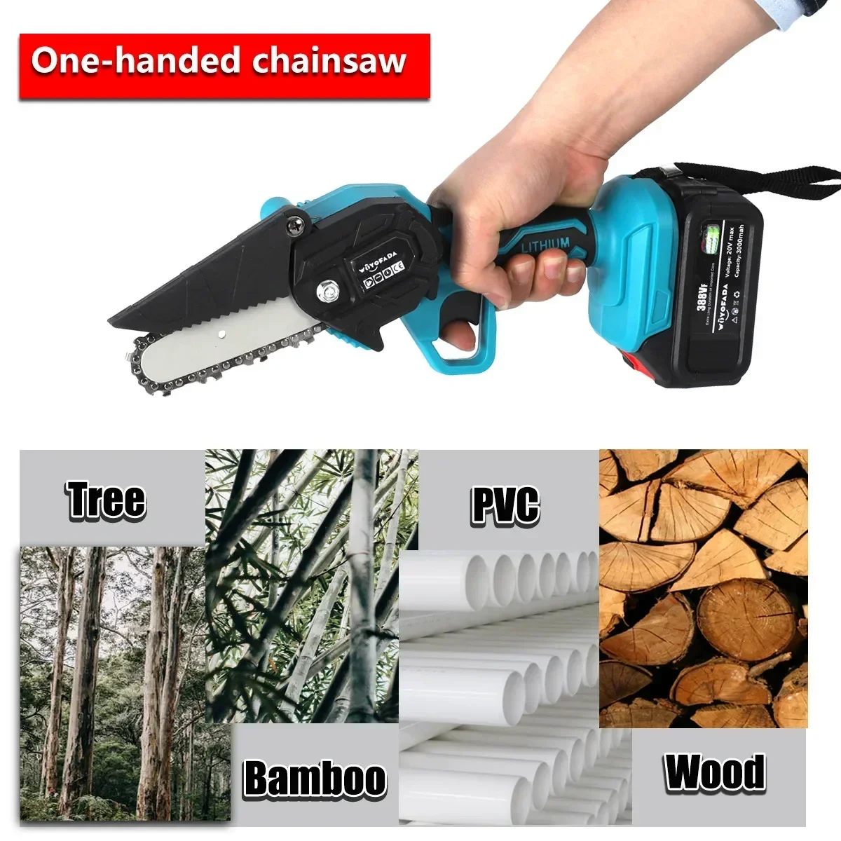 4 Inch Electric Chain Saw For Makita 18V Lithium Ion Battery Mini Cordless Garden Logging Saw Woodworking Cutting Power Tool 5