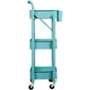Foldable Storage Cart 3 Tier Rolling Cart with Wheels No Assemble Required Metal Utility Kitchen Cart Folding Shelves 2