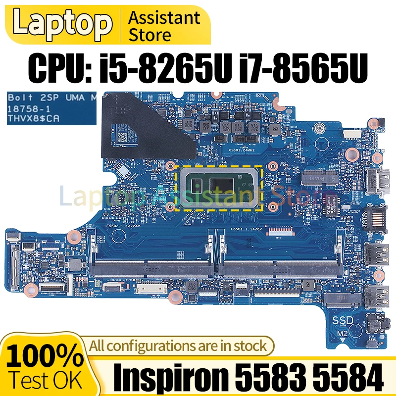 

For Dell Inspiron 5583 5584 Laptop Mainboard 18758-1 03J9CV 0278VR i5-8265U i7-8565U Notebook Motherboard