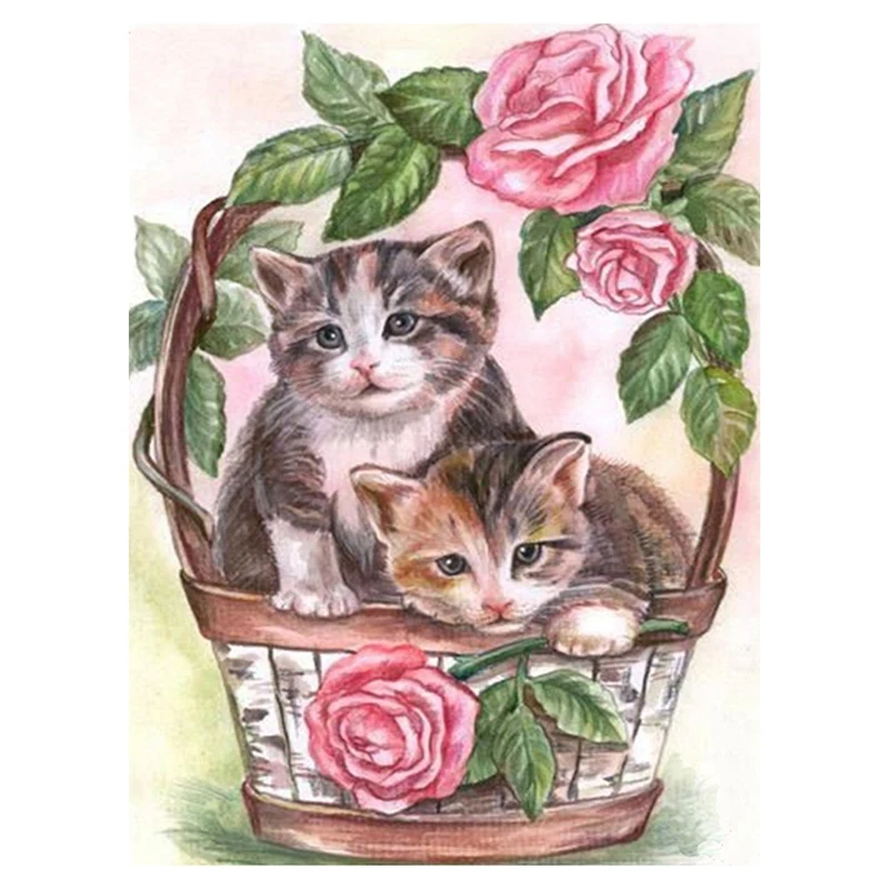 

Diamond Painting Decorations For Kitten Cross Stitch Handmade Gift Wall Stickers Round Diamond