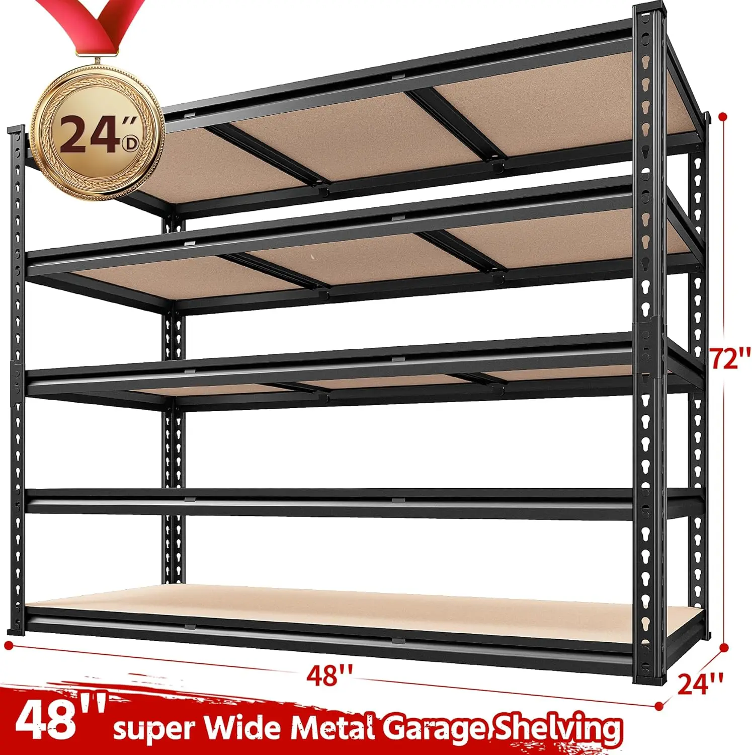 48.2''W Garage Shelving Heavy Duty Storage Shelves 3000LBS Heavy Duty Shelving 72''H Adjustable Metal Shelves 3