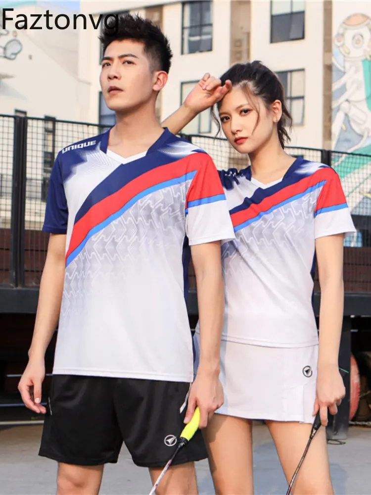 New Sports Women Men Badminton Short Sleeve Suits Tennis Shirt Shorts Table Tennis Shirts Competition Training Suits Sportswear