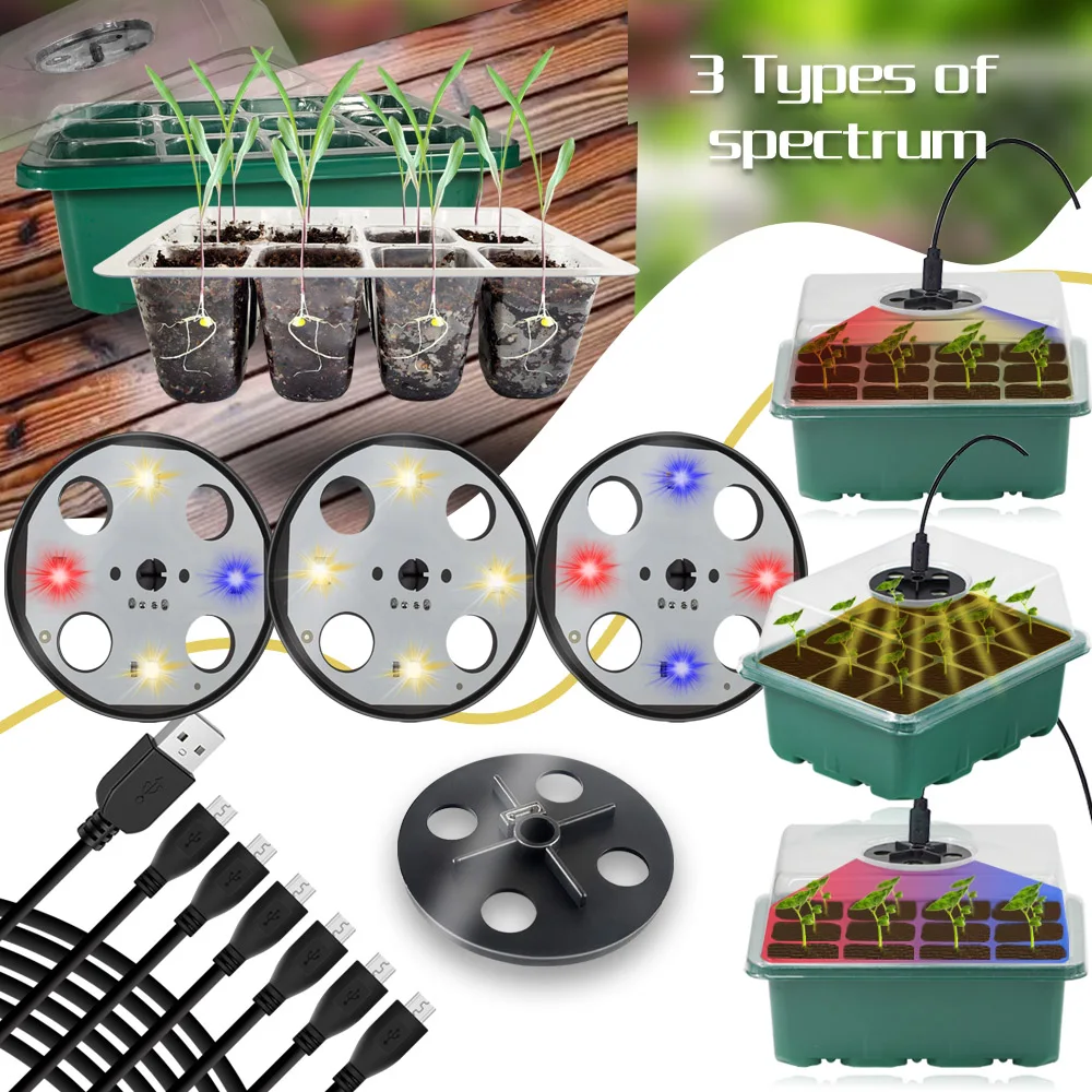 Hydroponic Germination Tray Seed Starter Trays with Dome and Grow Light
