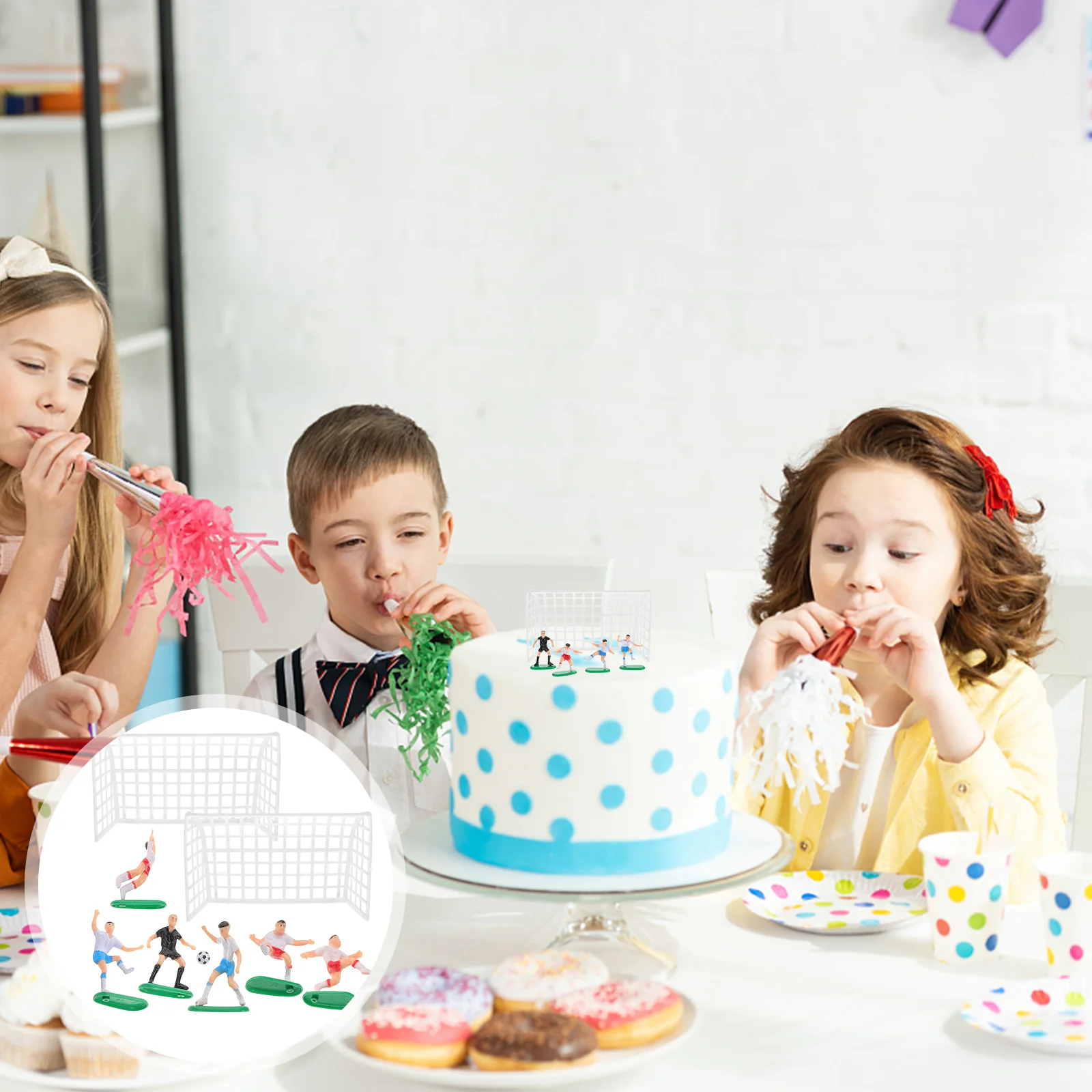 Soccer Player Cake Decor Football Decorate Non-edible Decoration Topper Birthday Goal Post