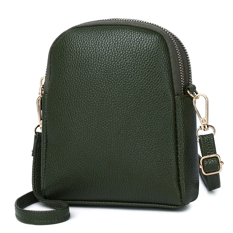 Solid Color Crossbody Bag for Women Round Small Handbag Fashion Designer Luxury Bags Leather Shoulder Bag Female Zipper Purses