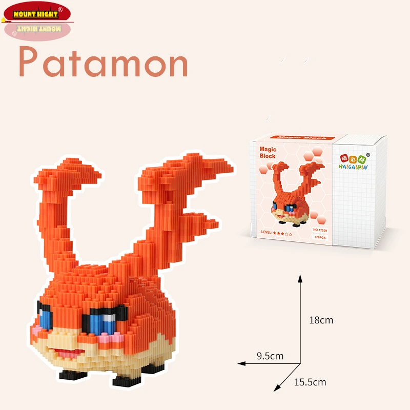 DIY Digimon Small Building Cartoon Agumon Animal Model Education Game Graphics Digital Monster Blocks Kids Gift Educational Toys wooden cubes Blocks