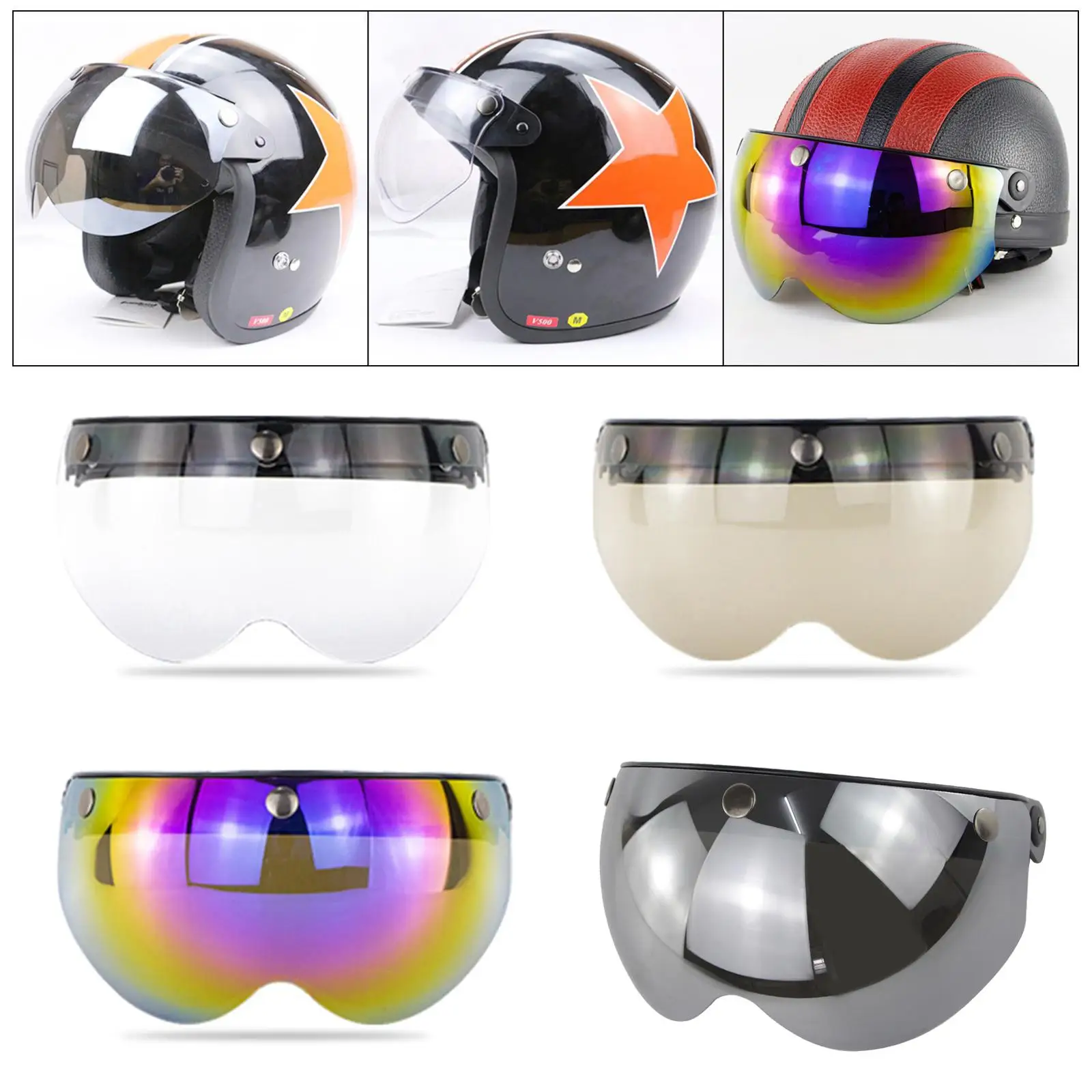 Flip Up Down Sun Visor Lens Replace for 3 Button Motorcycle Helmets