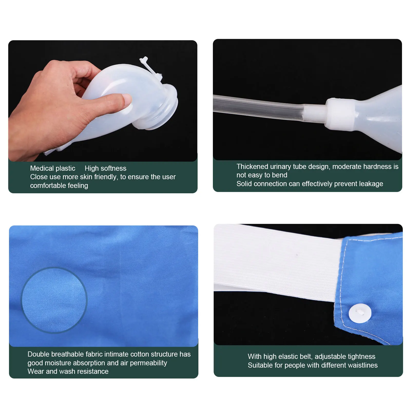 Urinal Pee Collector Urine Pee Holder Portable Wearable Reusable Silicone Urine Collection Bag for Elderly Men 1000ML 2000ML male urine collector