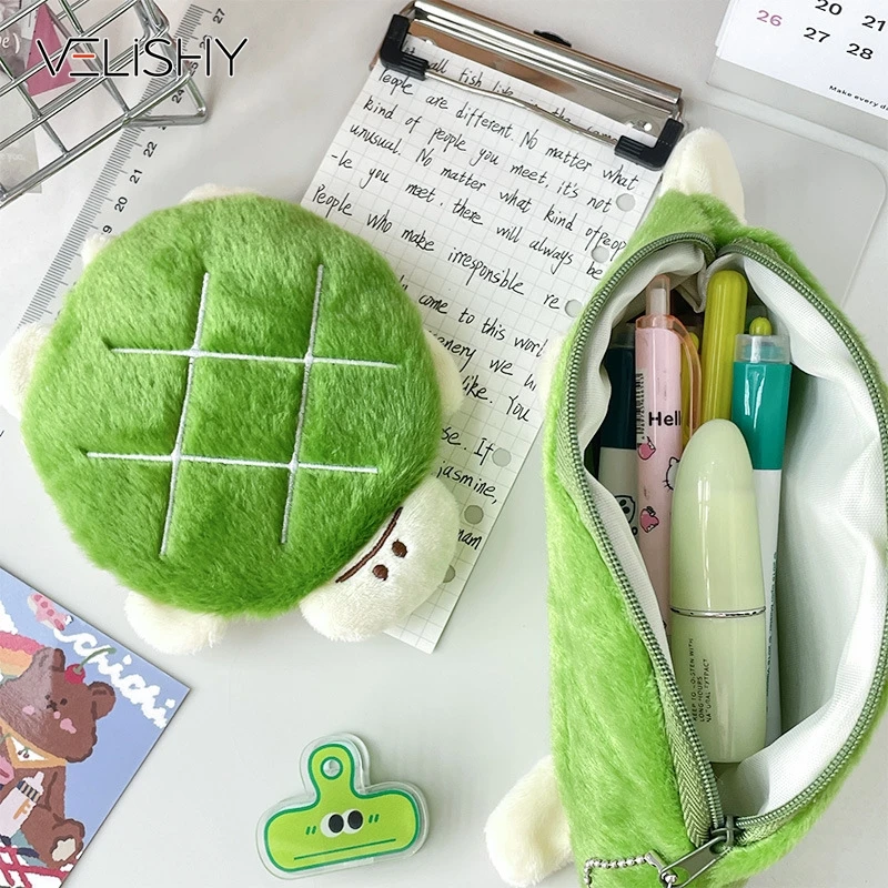 Cartoon Cute Turtle Pencil Bag Large Capacity Pencil Case Creative Coin Purse School Supplies Multifunctional Storage Bag