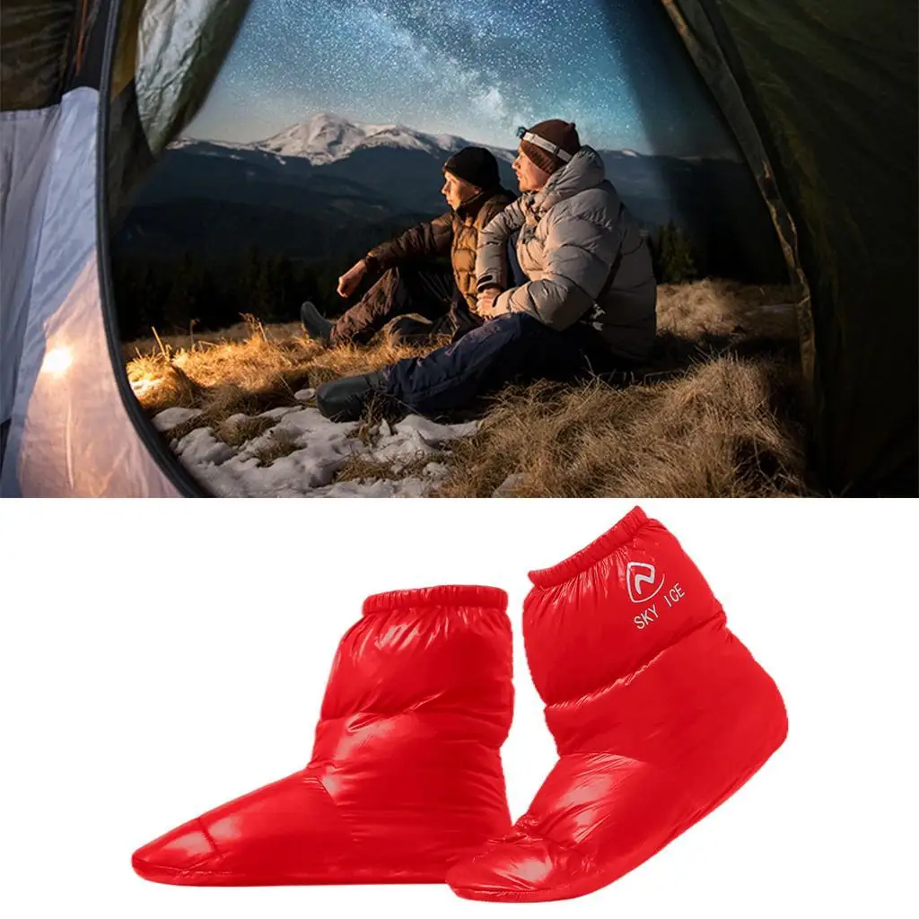 Duck Down Slippers Warmer Boots Socks for Women Men Camping Hiking Sleep Socks Indoor Outdoor Packable Cozy For Keep Warm