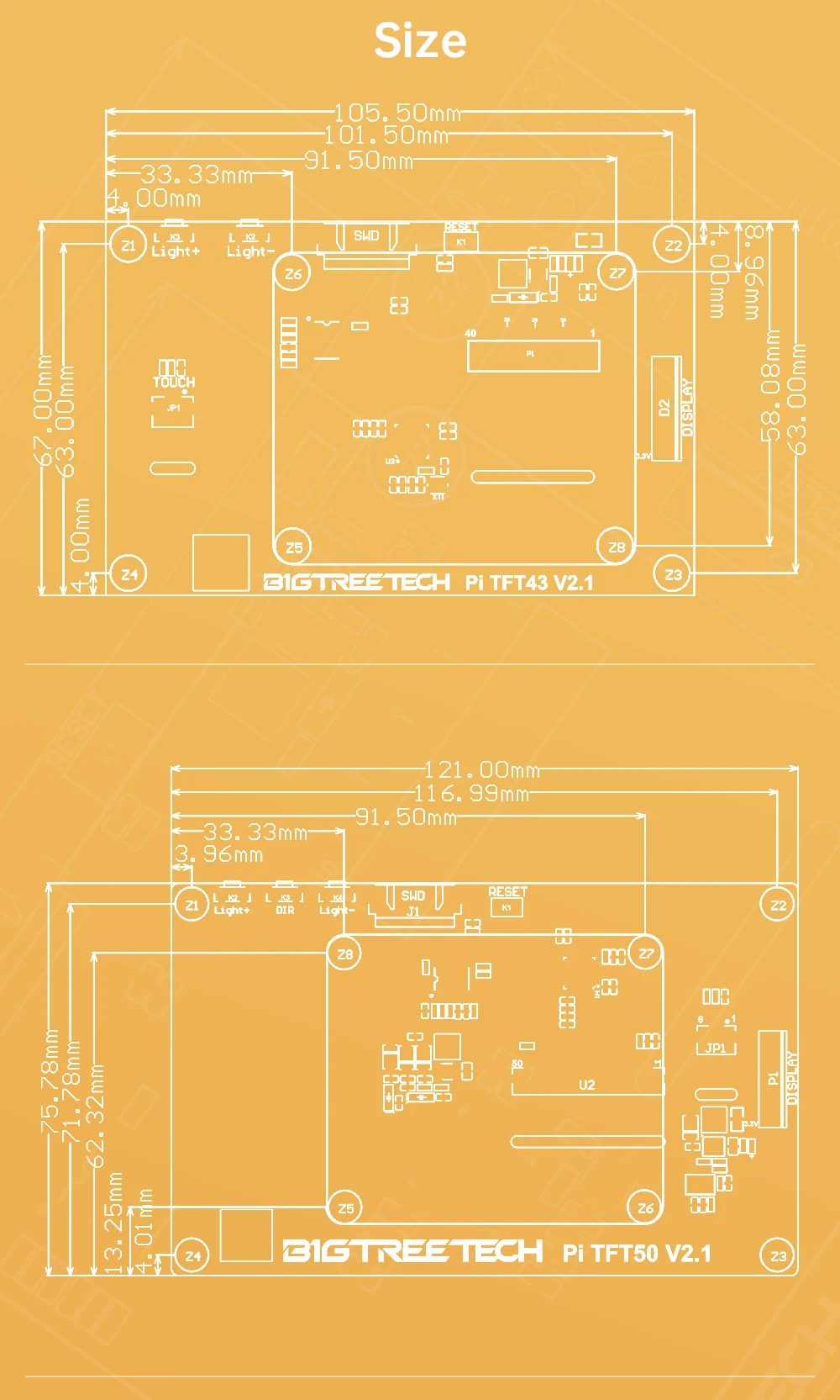 BIGTREETECH-Peças de Impressora 3D Touch Screen, PITFT50,