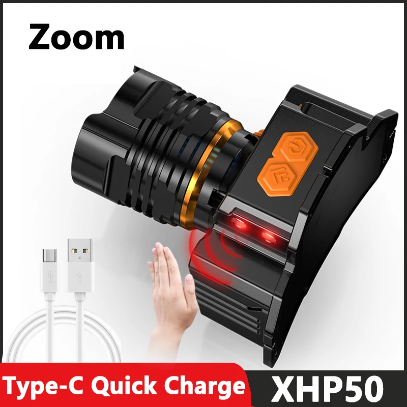 Description Picture 5 of itemNew LED Head Lamp Light High Power Rechargeable Induction Bald Light Long-Range Outdoor Zoom Headwear Fishing Light Wholesale