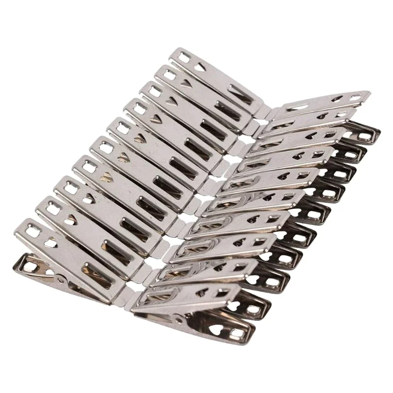 5/40Pcs Food Bag Clip Clothes Pegs Stainless Steel Washing Line Hang Pins Windproof Metal Clamps  20/40 Pcs