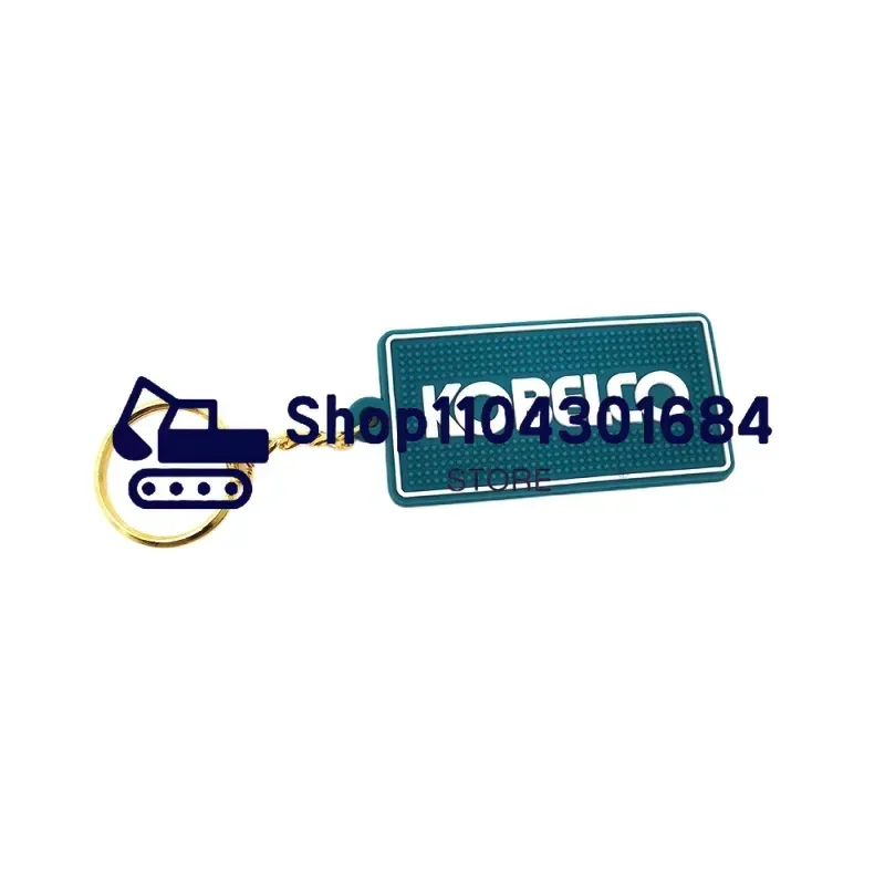 Keychain Key Ring Rubber Rectangular Chain Plate Hitachi CaterpillarO Kobelco Excavator Yellow Pendant