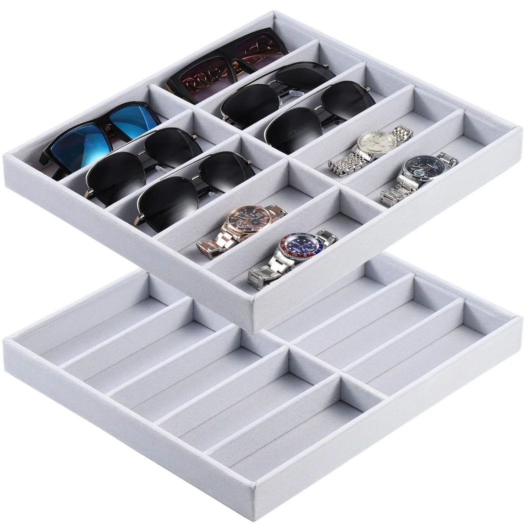 Organizer Appeso Per Occhiali In Feltro Grigio – 16 Tasche, Contiene Anche Chiavi E Cavi - 3