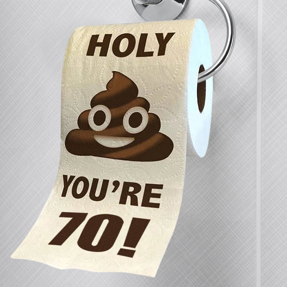 Poop Printed Toilet Paper Roll Funny Poop Face Toilet Paper Towel Tissue 21/40/50/80th Birthday Gifts Halloween Decoration