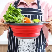Folding Silicone Drain Basket Fruit Vegetable Washing Basket Foldable Strainer Colander Collapsible Drainer 3